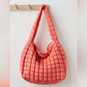 Free People FP Movement Quilted Carryall Coral Shoulder Bag NWT 🍑